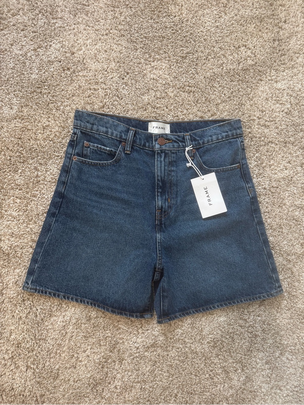 Frame Denim Indigo Blue High-Rise Jean Shorts